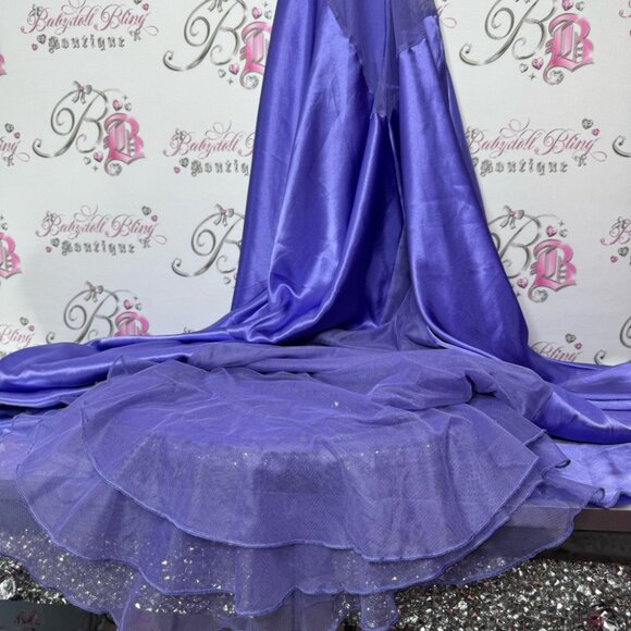 Intimate attitudes dress maxi long open back criss cross mermaid back style mesh - Picture 9 of 16